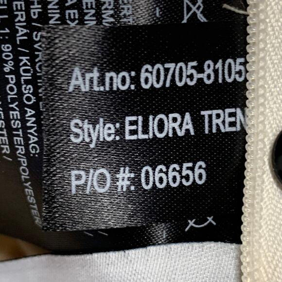 Size M Eliora Trench Multi Color Patchwork Double Breasted Belted Coat - Picture 10 of 11